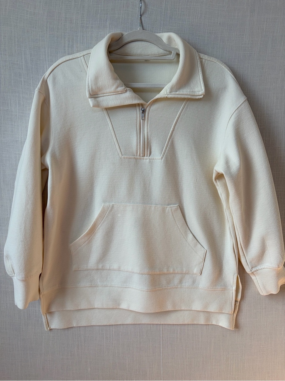Cream Half-Zip Pullover Sweatshirt - women